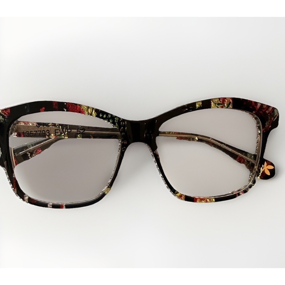 Christian Lacroix Eyeglasses Frames CL1076 52-15-140 Black Floral Cat Eye Women